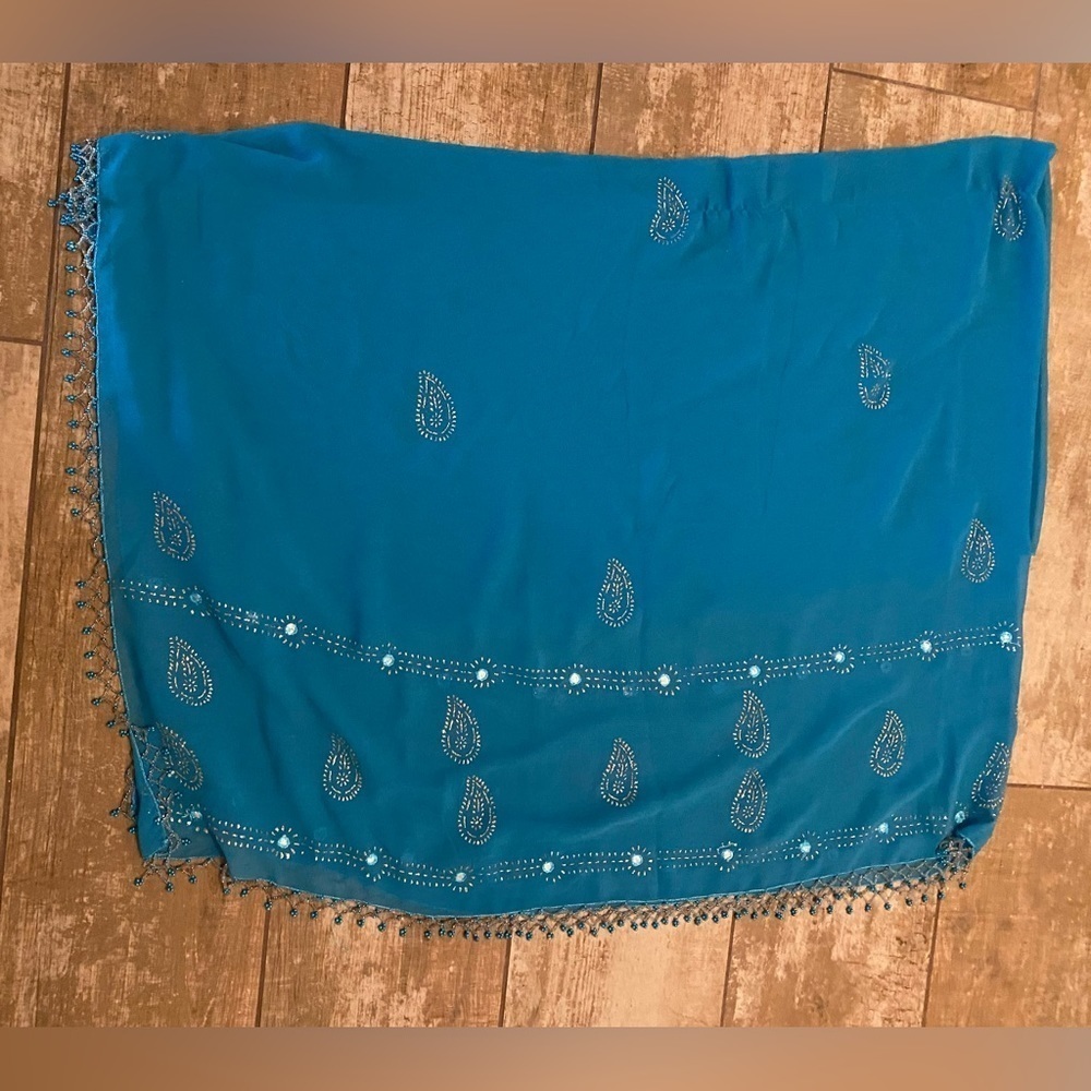 Surface Blue Beaded Rhinestone Scarf